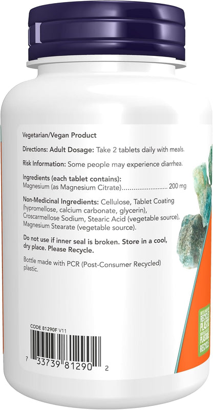 Now Foods 檸檬酸鎂 200 毫克 100 片 & Foods 檸檬酸鉀 99 毫克 180 粒