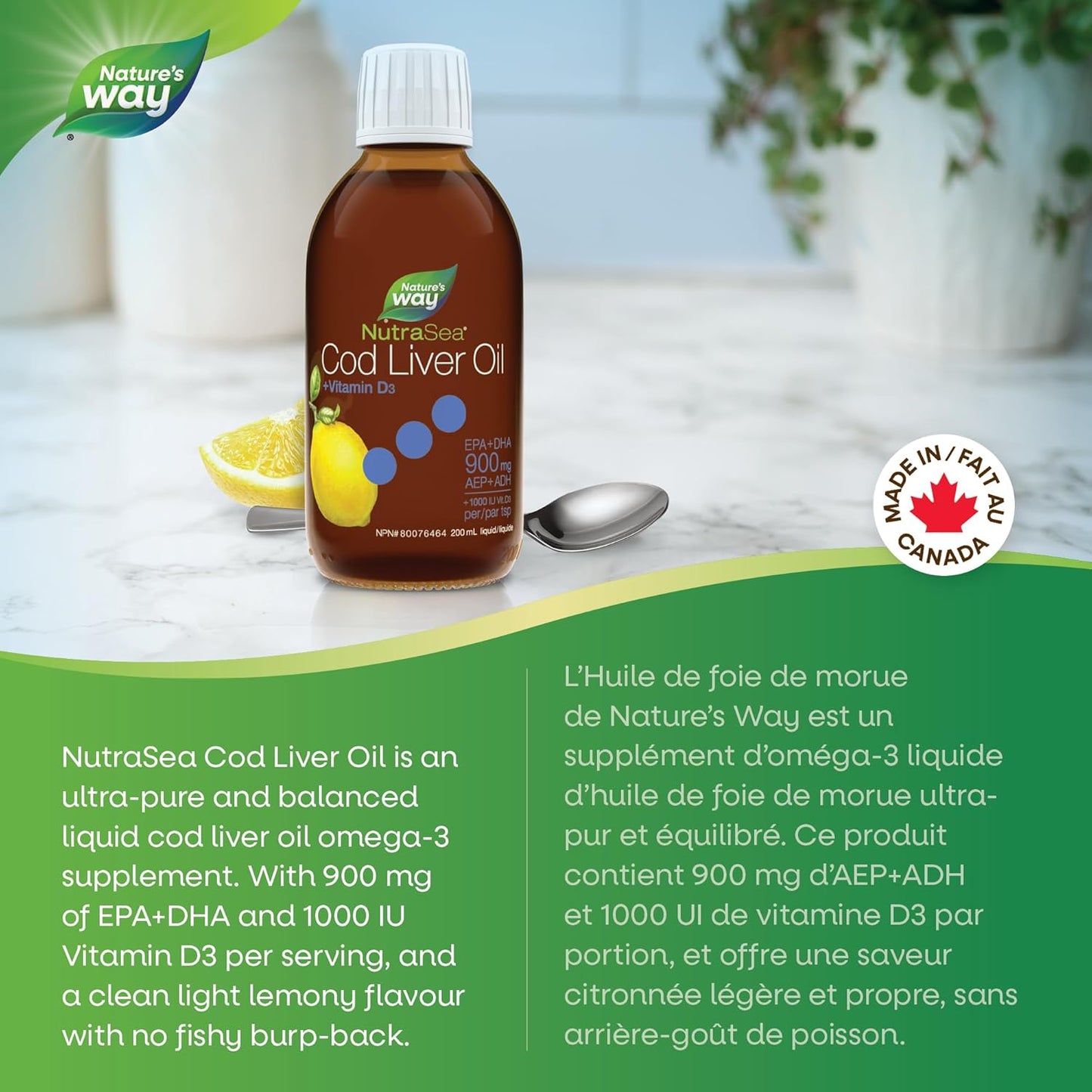 NutraSea +D Cod Liver Oil Zesty Lemon 200 ml