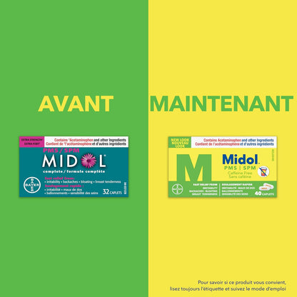 Midol PMS 强效止痛药，快速缓解经前期症状，如烦躁、腹胀、痉挛、乳房胀痛、背痛、头痛和肌肉酸痛（40 粒胶囊）