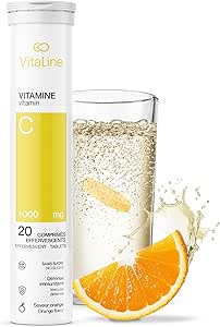 Vitaline 維生素 C 1000 毫克 - 維生素 C 膳食補充劑，用於免疫和抗氧化支持 - 橙味，20 片泡騰片