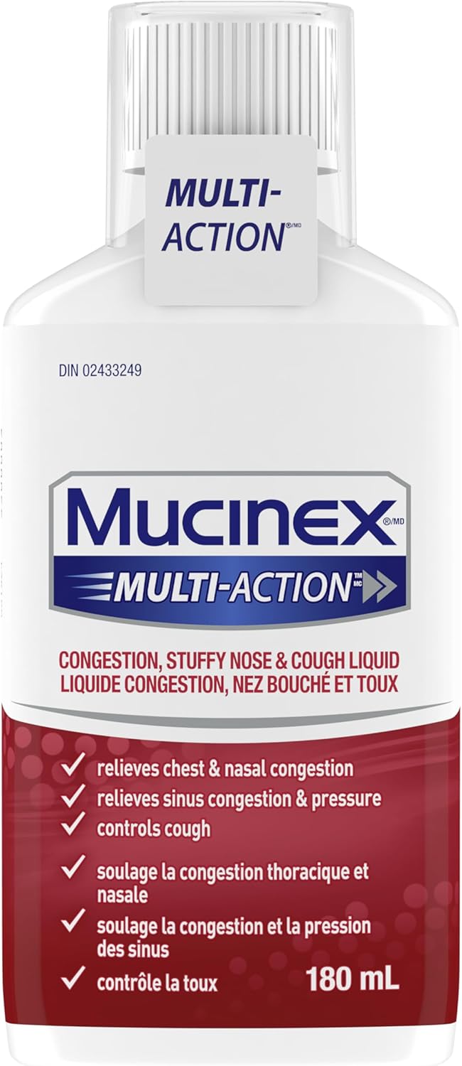 MUCINEX® MULTI-ACTION™ 鼻塞、鼻塞和咳嗽液体，180 毫升