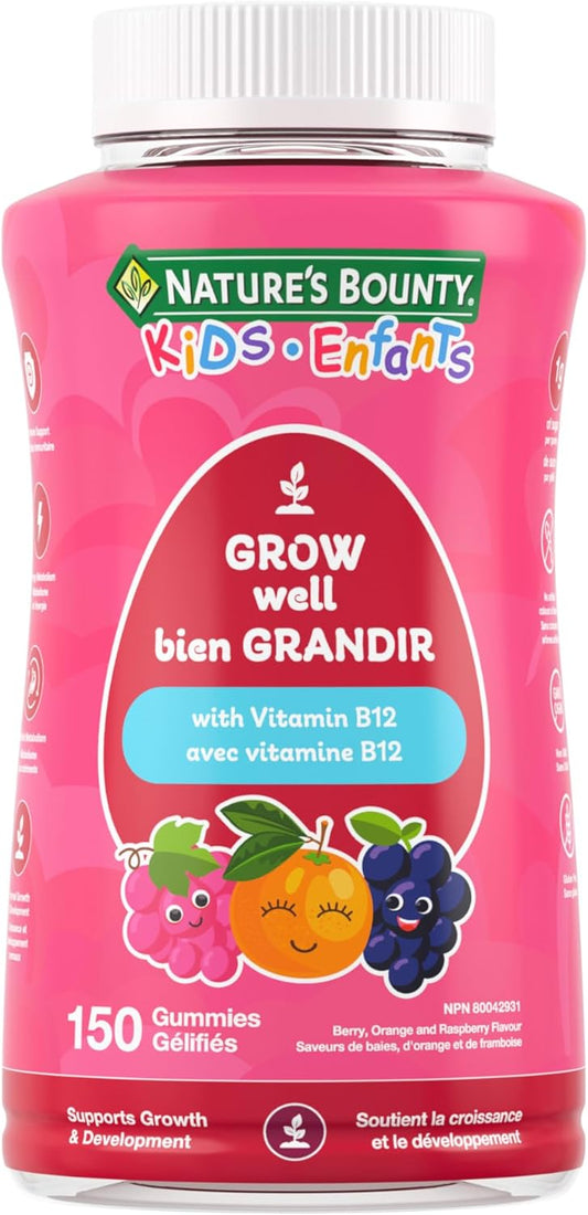 自然之宝儿童维生素 B12 助您健康成长，每粒软糖仅含 1 克糖，适用于维生素 B12 缺乏症，促进能量和营养代谢，支持免疫系统，促进生长发育，300 克
