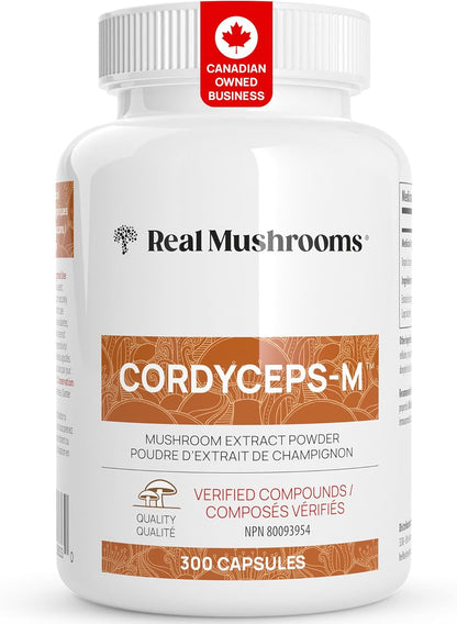 Real Mushrooms Cordyceps Capsules - Organic Militaris Extract with Measured Beta-Glucans Fungal Polysaccharides Immunomodulating Properties Vegan Supplement, Non-GMO, 300 Caps