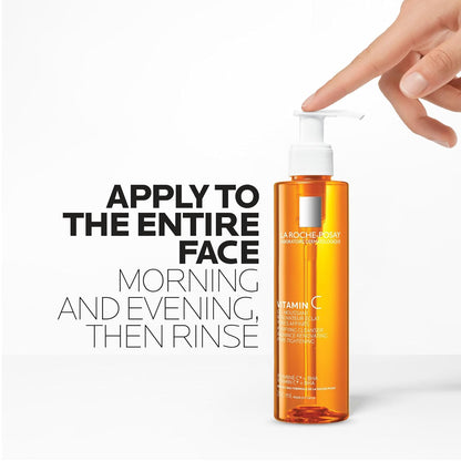 La Roche-Posay Face Cleanser with Pure Vitamin C, Purifying Face Wash to Hydrate Skin with Vitamin C & BHA, Tightens Pores & Boosts Radiance, Safe for All Skin Types, Dermatologist Recommended, 200mL