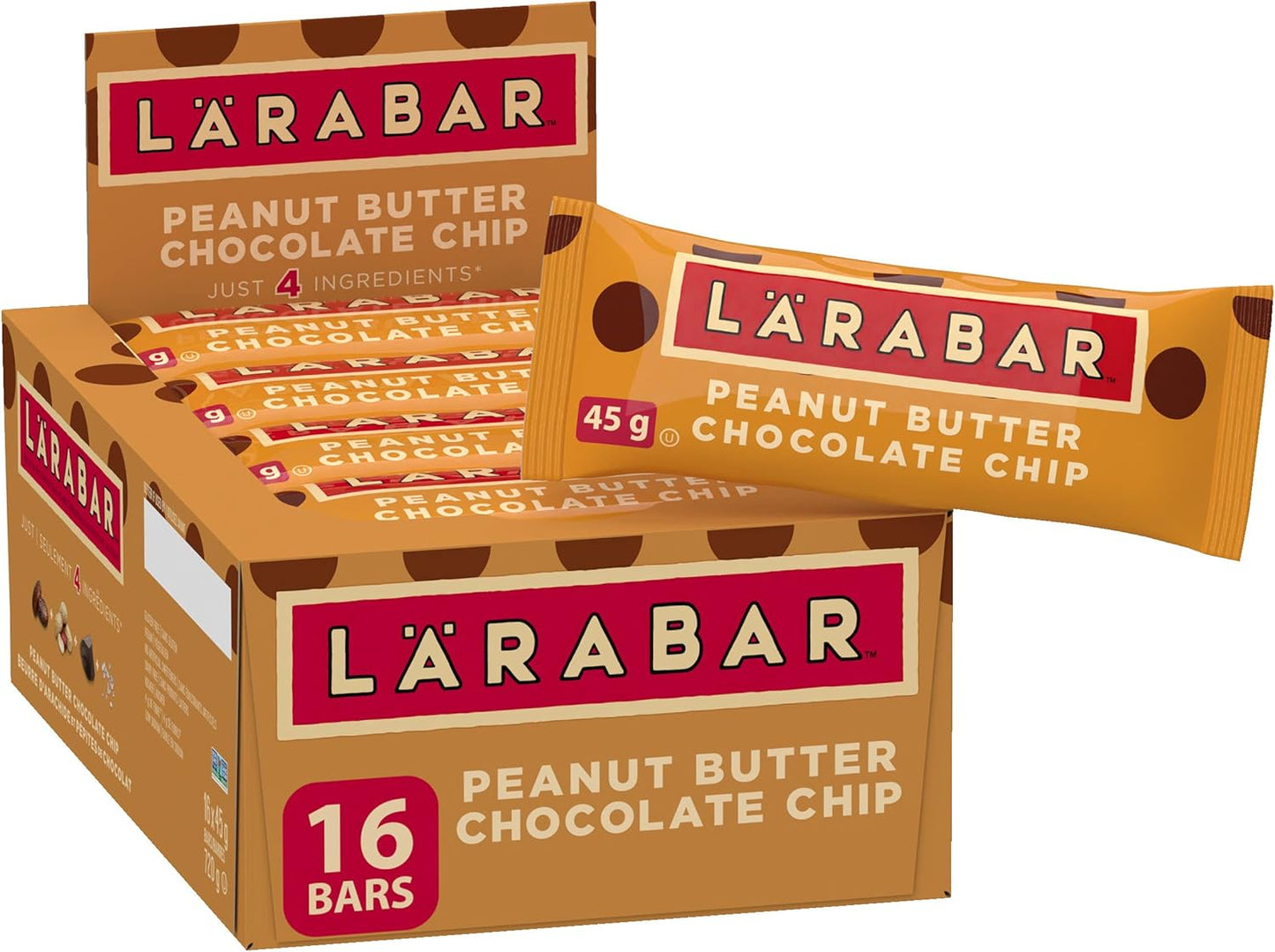 Larabar 无麸质巧克力布朗尼水果坚果能量棒 & Larabar 无麸质苹果水果坚果能量棒，16 支 & Larabar 无麸质花生酱巧克力碎水果