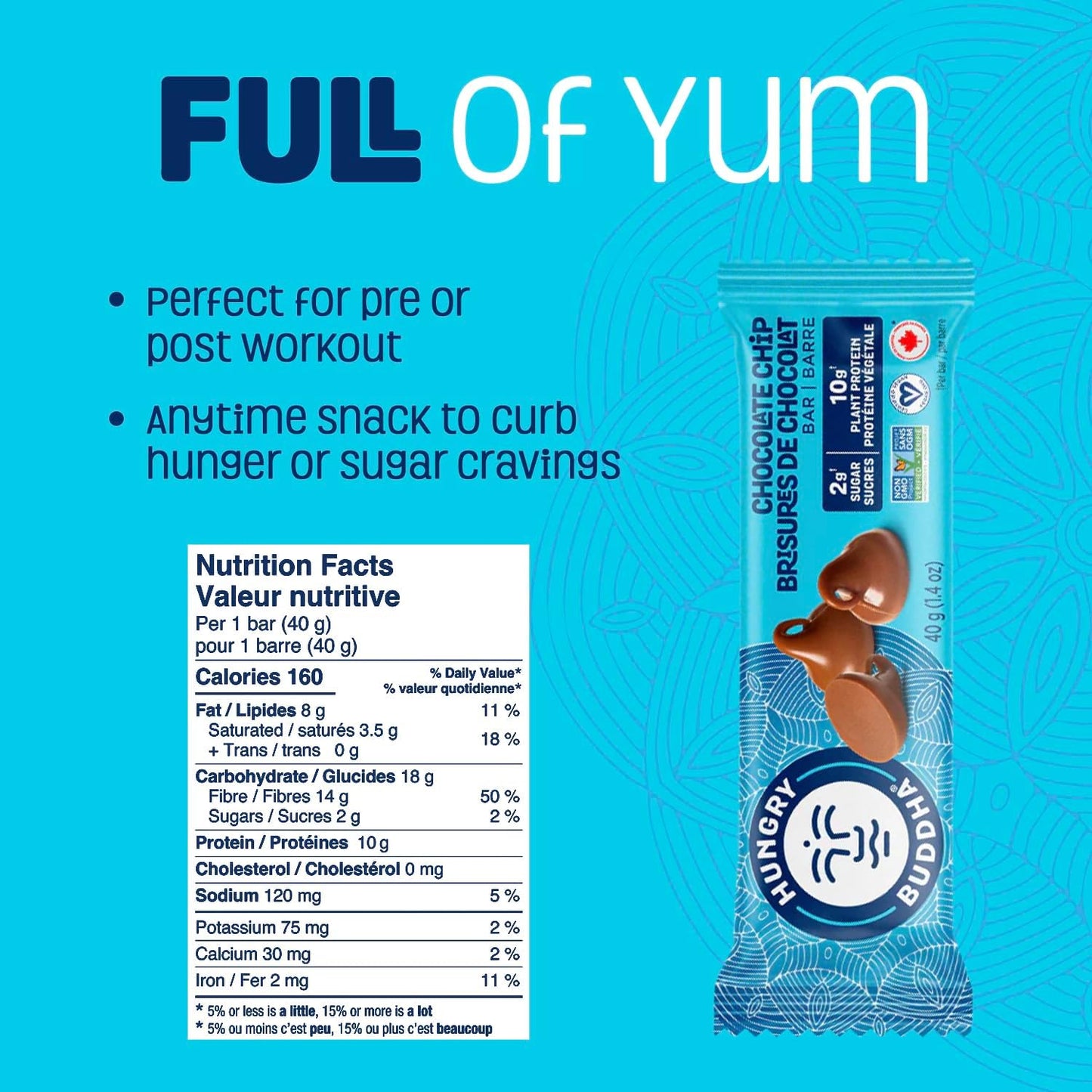 HUNGRY BUDDHA 植物蛋白棒，低糖，高能量零食，不含乳製品和花生，12 包，巧克力碎