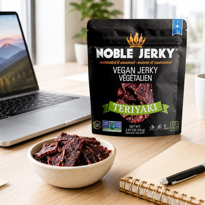 Noble Jerky Vegan Jerky, Teriyaki Flavor, 3 Pack (70g Bags)