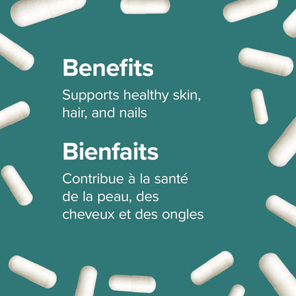 Webber Naturals Biotin 5000 mcg, 60 Vegetarian Capsules, Supports Healthy Hair, Skin & Nails, Energy Metabolism, Vegan