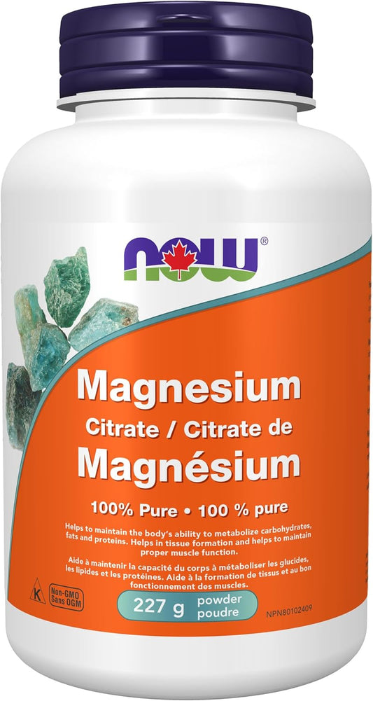 NOW Supplements，檸檬酸鎂純粉，酵素功能*，神經系統支持，227克