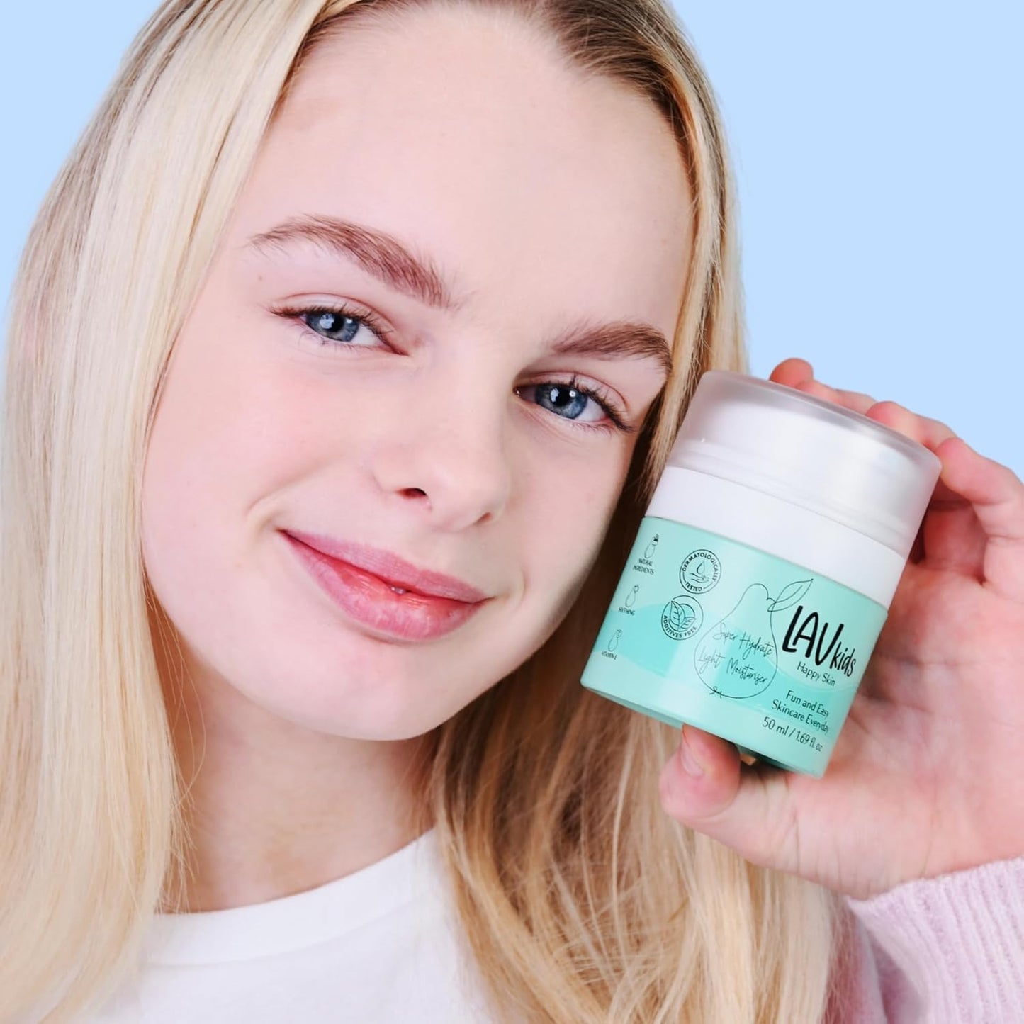 Lav Kids Super Hydrate Light Face Moisturise with Aloe vera, Sweet Almond Oil and Shea Butter 50ml, Gentle Kids and Baby Moisturiser Cream, Dermatologically Tested Face Cream for All Skin