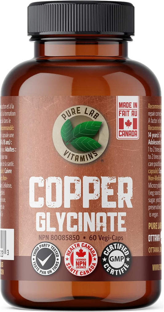 Pure Lab Vitamins 甘氨酸銅 1毫克 - 60 粒素食膠囊