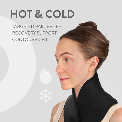 ORRY 颈部凝胶冰袋 - 可重复使用的凝胶压缩包，用于冷/热疗法 - 缓解颈部疼痛、斜颈和肩部疼痛 - 易于调节（黑色）