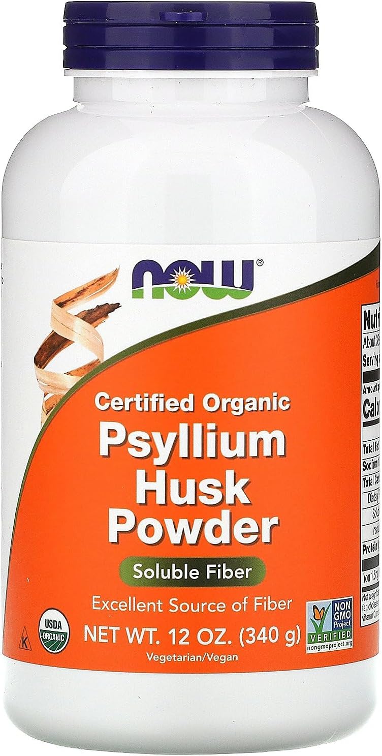 NOW Supplements，洋车前子壳粉，非转基因项目验证，可溶性纤维，340克