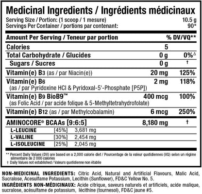 Allmax Aminocore 粉红柠檬水 945 克 & 营养 - Aminocore BCAA - 8 克 BCAA - 100% 纯支链氨基酸 - 无麸质 - 菠萝芒果味 - 945 克