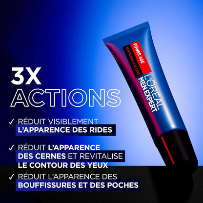 L'Oréal Paris Men Expert Power Age Revitalizing Eye Care & Men Expert Hydra Energetic Face Cream with Vitamin C + Protein