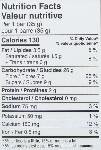 FIBRE 1 燕麦巧克力软糖棒，天然口味，5条装，零食棒