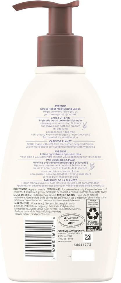 Aveeno 舒缓保湿乳液，薰衣草、益生元燕麦、不致粉刺保湿霜，354 毫升