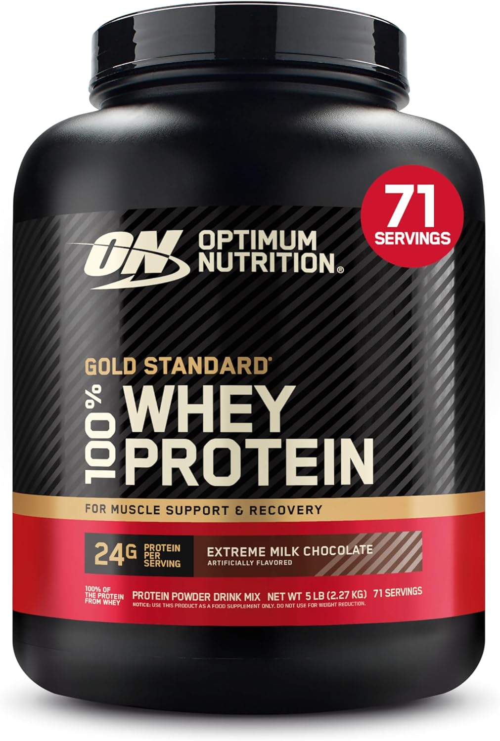 Optimum Nutrition Gold Standard 100% 乳清蛋白粉，2.270 克 - 极致牛奶巧克力 - 70 份（包装可能有所不同）