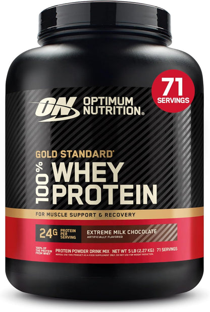 Optimum Nutrition Gold Standard 100% 乳清蛋白粉，2.270 克 - 极致牛奶巧克力 - 70 份（包装可能有所不同）