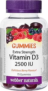 Webber Naturals 維生素 D3 2500 IU，75 粒軟糖，有助於骨骼和牙齒健康，保持身體健康