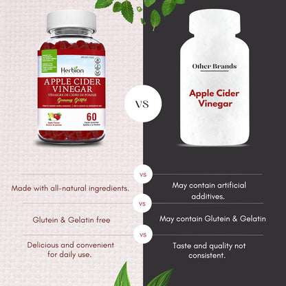 Herbion Naturals 蘋果醋軟糖，含葉酸、石榴、甜菜根和維生素 B12，是維持身體健康和新陳代謝的抗氧化劑來源，成人適用，60 粒果膠軟糖，蘋果味