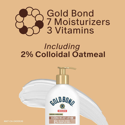 Gold Bond 药用湿疹缓解乳液，396 毫升泵瓶装，保湿润肤露，含 2% 胶体燕麦，可对抗皮疹并帮助缓解轻微皮肤刺激和瘙痒