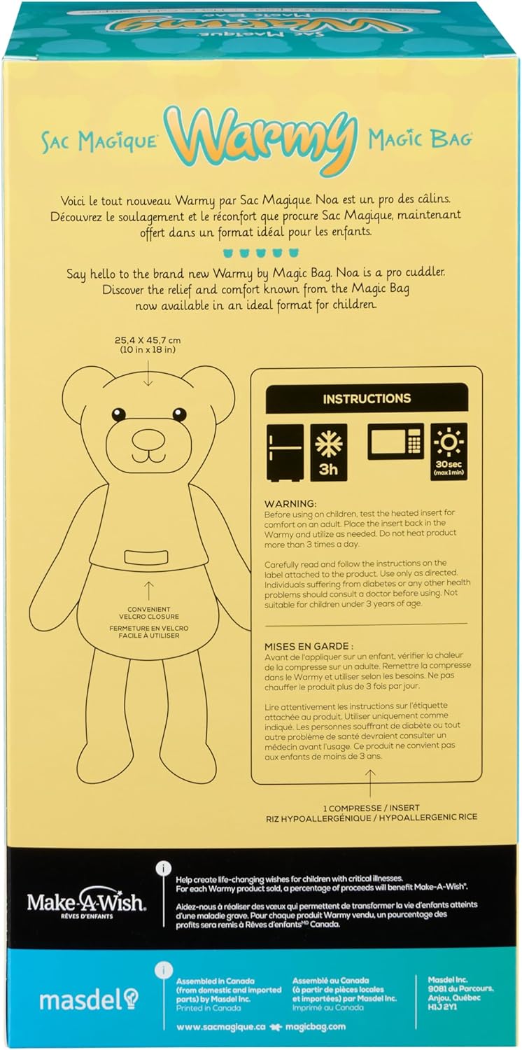 魔法袋 Warmy Noa the Bear 冷熱敷袋，屢獲殊榮的舒適治療伴侶，天然可堆肥，可擁抱療法，加拿大衛生部註冊，多功能健康伴侶