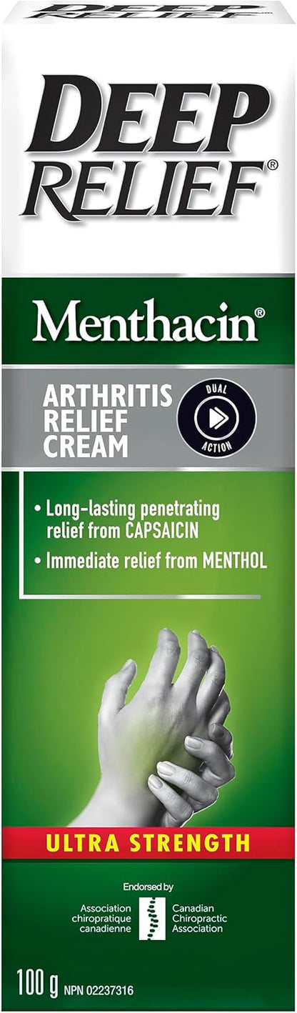 Deep Relief Menthacin 超强效双效关节炎止痛膏，含辣椒素，100克