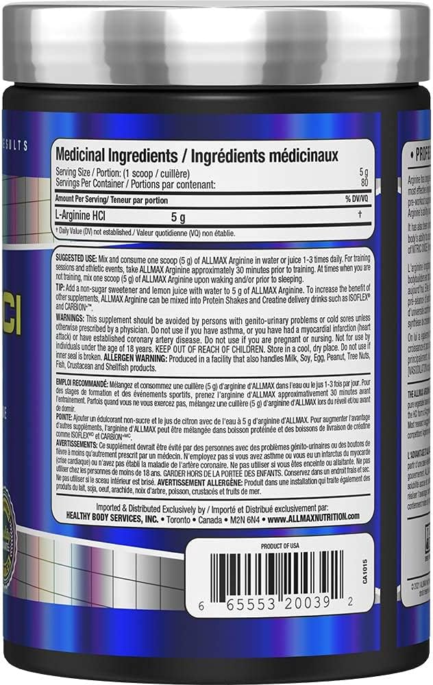 ALLMAX Nutrition 精氨酸盐酸盐 - 强效+吸收 - 医药级，400克