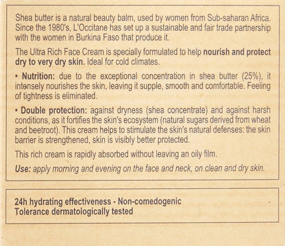 L'OCCITANE LOccitane Shea Butter Ultra Rich Face Cream Face Cream Unisex 1.7 oz