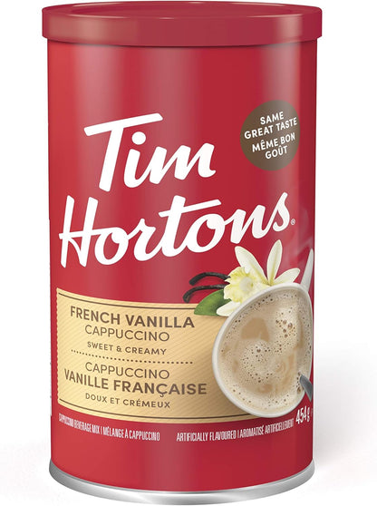Tim Horton 速溶卡布奇诺，法式香草味，16 盎司和波士顿奶油格兰诺拉麦片棒，不含花生，5 条