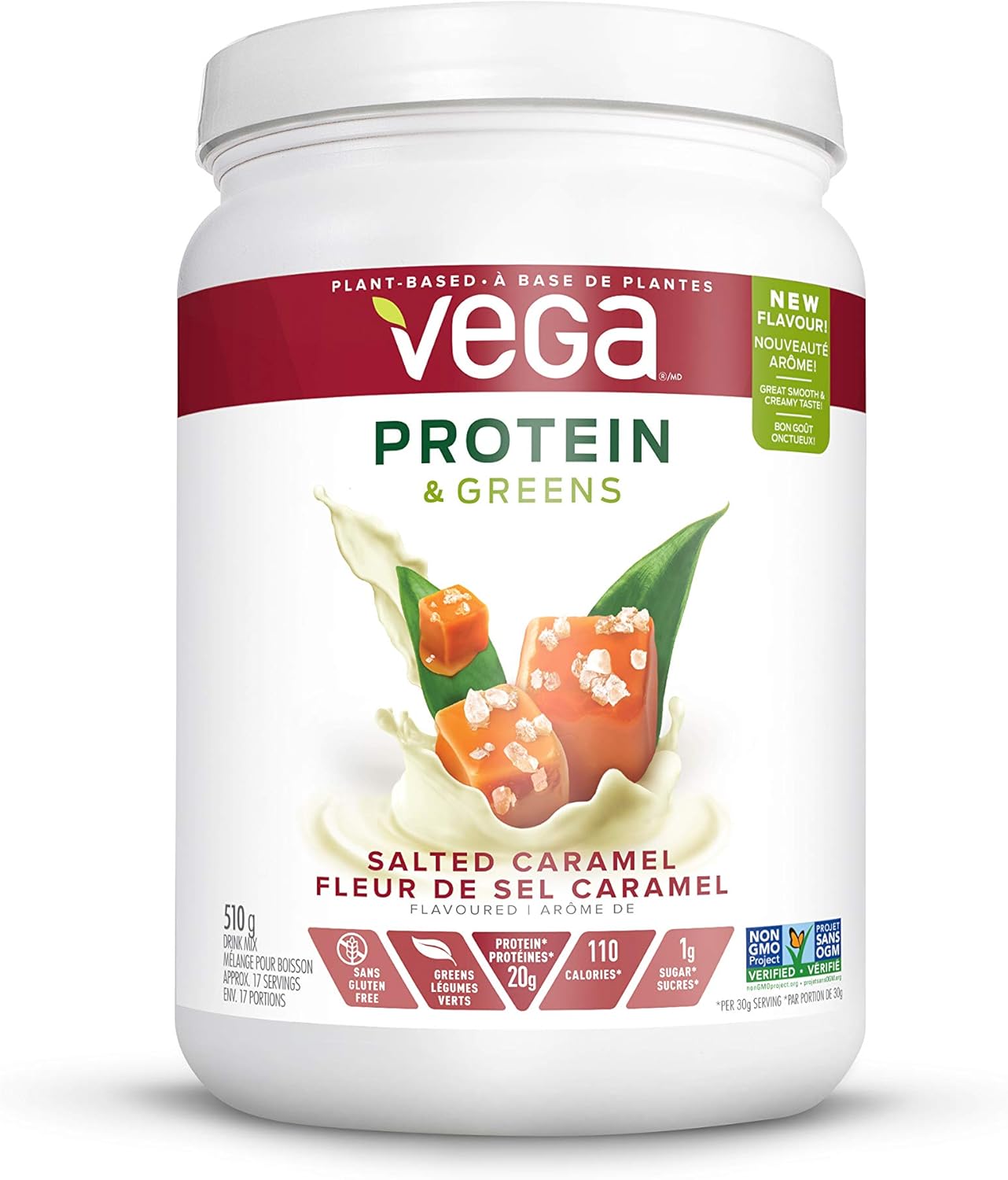 Vega Protein and Greens 香草口味（18 份）+ Vega Protein and Greens 鹹焦糖口味（17 份）植物蛋白粉套裝