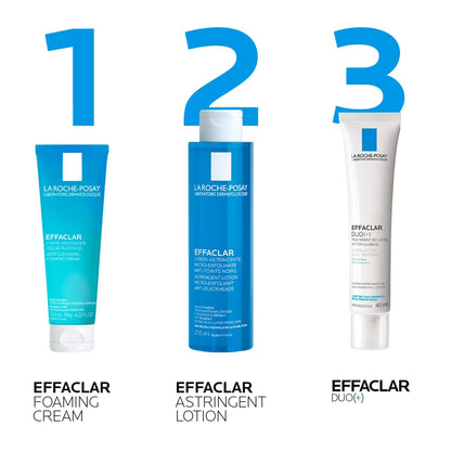 La Roche-Posay Effaclar Face Toner, Foaming Cream Cleanser & Face Mask. For Oily or Acne Prone Skin, Reduces the look of Pores, Dermatologist Recommended