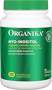Organika 加拿大制造肌醇（Myo-Inositol）- 细胞反应、情绪平衡、胰岛素支持、多囊卵巢综合征管理、月经周期调节 - 120 粒胶囊