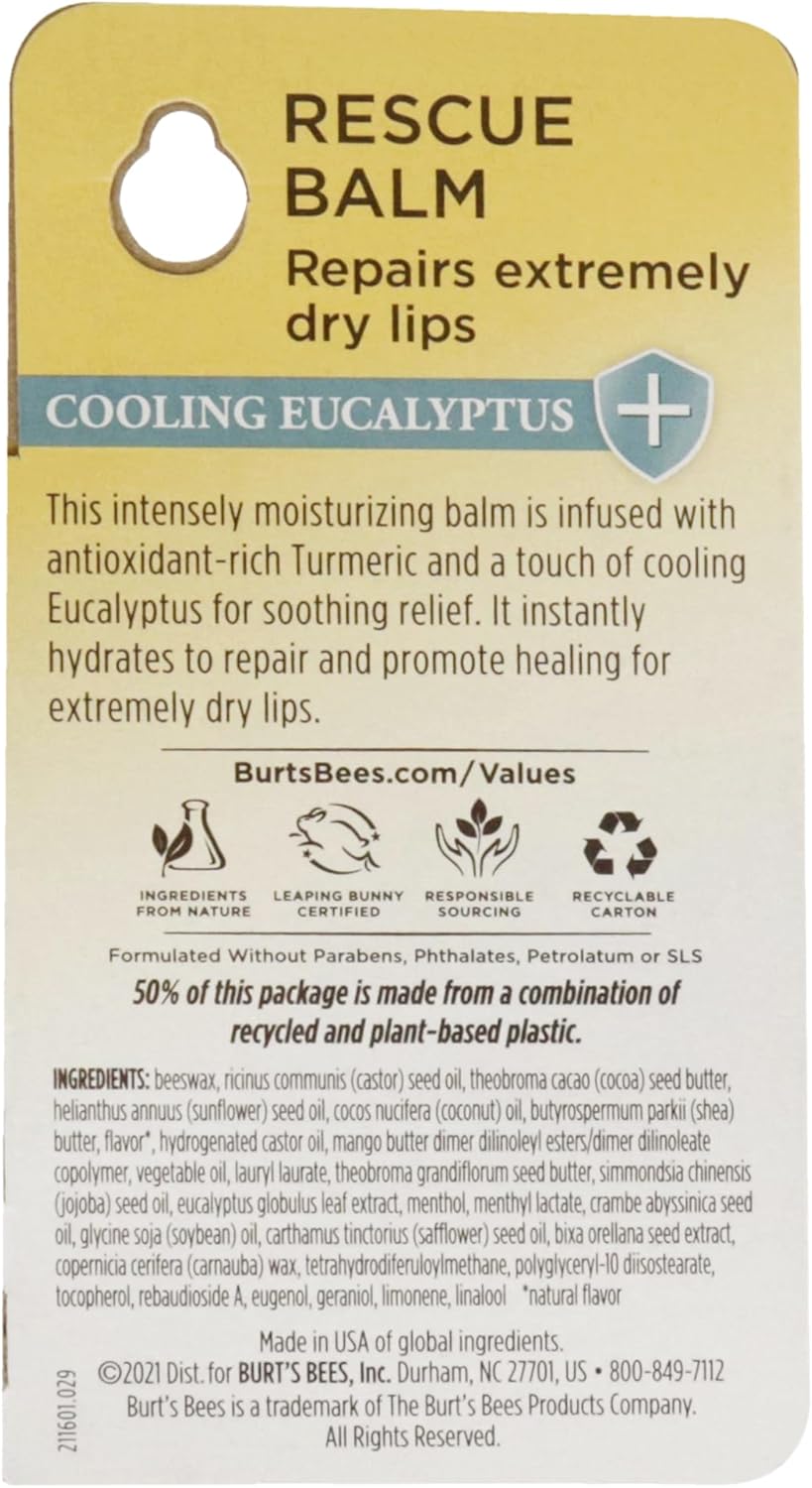 Cooling Eucalyptus Rescue Balm by Burts Bees for Unisex - 0.15 oz Lip Balm