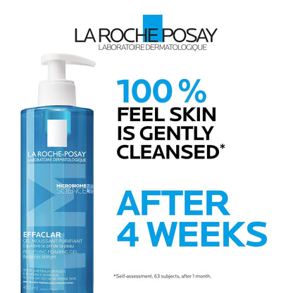La Roche-Posay Face Wash Gel Cleanser, Effaclar Gentle Purifying Foaming Gel for Oily and Sensitive Acne-Prone Skin & Acne Lotion BUNDLE. Soap-Free, Paraben-free, Non-Comedogenic