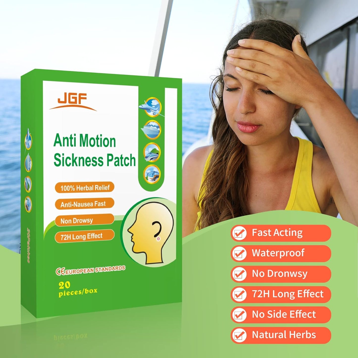 ifory 晕车贴，20 片装，防水不瞌睡，旅行必备，成人儿童适用