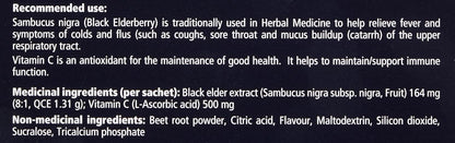 Sambucol Black Elderberry Immunity Powder | Immune Support & Antioxidant | Cold & Flu Relief + Vitamin C | Great Berry Taste | Natural Health Product, Ages 4+ | 30 Powdered Drink Sachets