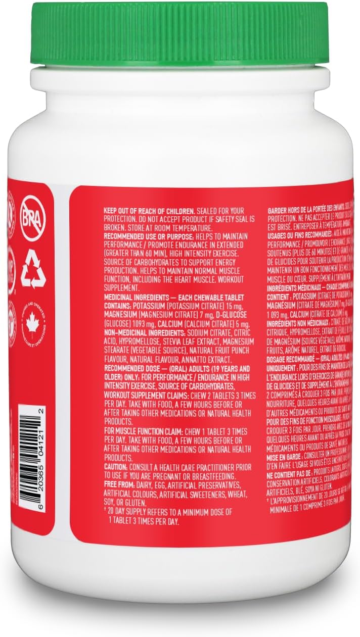 Organika Electrolyte Salt Tabs - Fruit Punch Flavour Chewable - Fast Hydration for Endurance and Energy Boost with Added D-Glucose - 60tabs