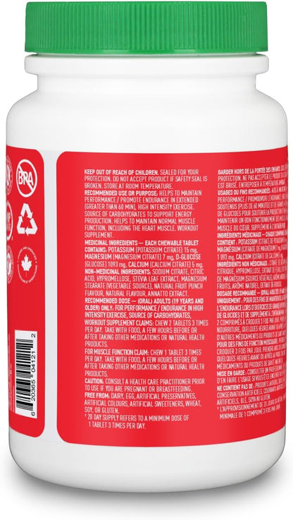 Organika Electrolyte Salt Tabs - Fruit Punch Flavour Chewable - Fast Hydration for Endurance and Energy Boost with Added D-Glucose - 60tabs