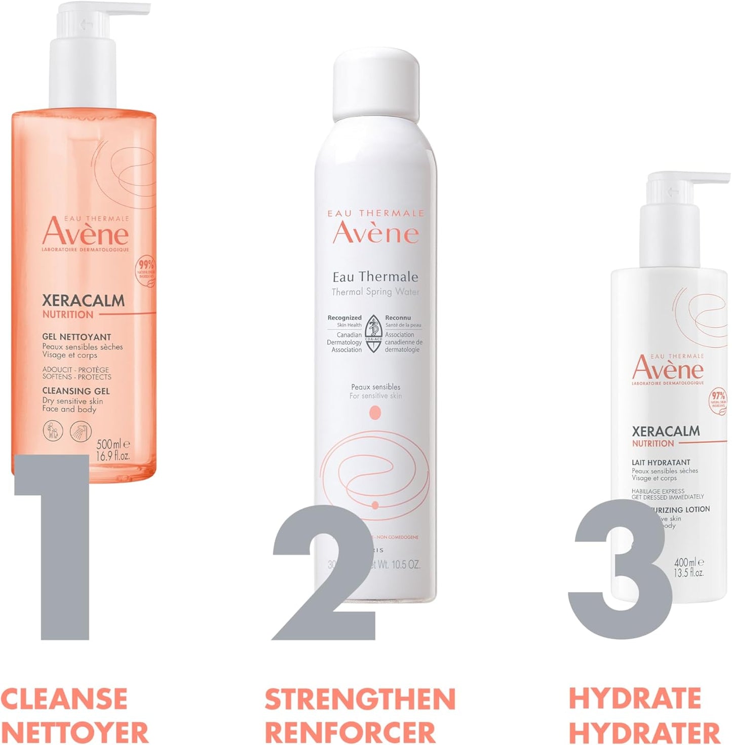 Eau Thermale Avène XeraCalm 营养洁面凝胶，敏感干性肌肤，高耐受性，无皂基，pH 值中性，含烟酰胺，750ml