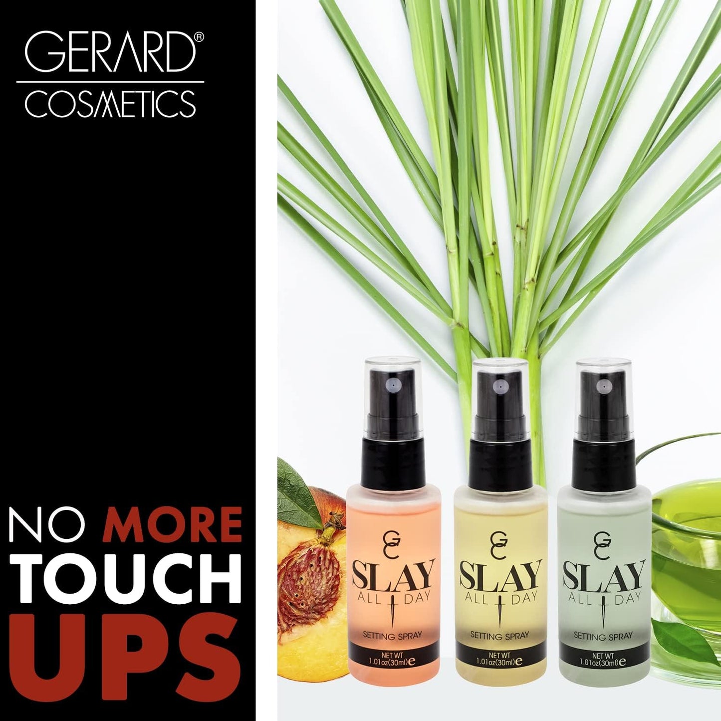 Gerard Cosmetics Gerard Cosmetic Slay All Day Setting Spray - Garden Party Set 1.01oz Peach, 1.01 Lemongrass, 1.01oz Green Tea Women 3 Pc