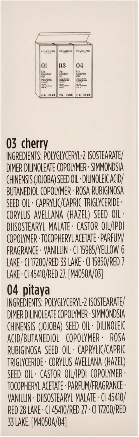 嬌韻詩唇部舒適油系列唇油 - 01 蜂蜜，唇油 - 03 櫻桃，唇油 - 04 火龍果女士 3 x 0.2 盎司