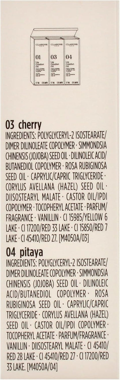 嬌韻詩唇部舒適油系列唇油 - 01 蜂蜜，唇油 - 03 櫻桃，唇油 - 04 火龍果女士 3 x 0.2 盎司
