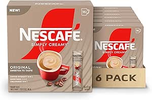 NESCAFE Simply Creamy Instant Coffee, Includes Creamer, Single Serve Sachets, 6 Boxes, 0.9 kg