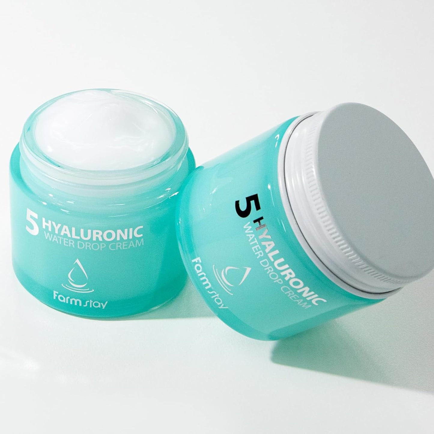 Farmstay Hyaluronic 5 Water Drop Cream - Hyaluronic Acid Cream for Full-Day Hydration - Moisturizing Face Cream for a Firm, Plump Complexion - 80 ml