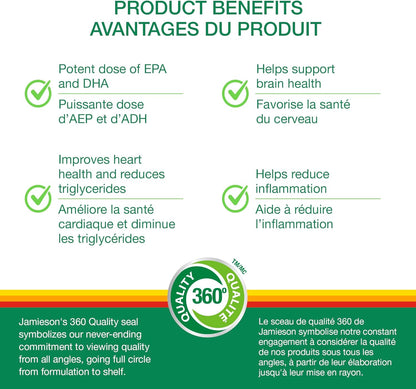 Jamieson 益生菌 50 億活性細胞 - 常規強度和 Omega-3 精選 1,000 毫克