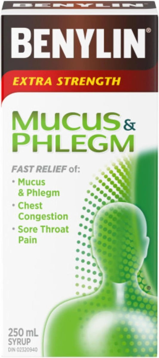 BENYLIN Extra Strength Mucus and Phlegm Syrup, Relieves Chest Congestion and Mucus and Phlegm 250mL