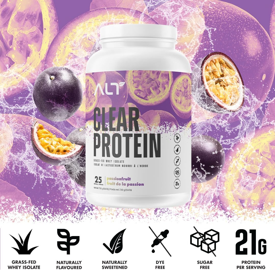 ALT 透明乳清分离蛋白，草饲蛋白 - 百香果味 730 克，25 份