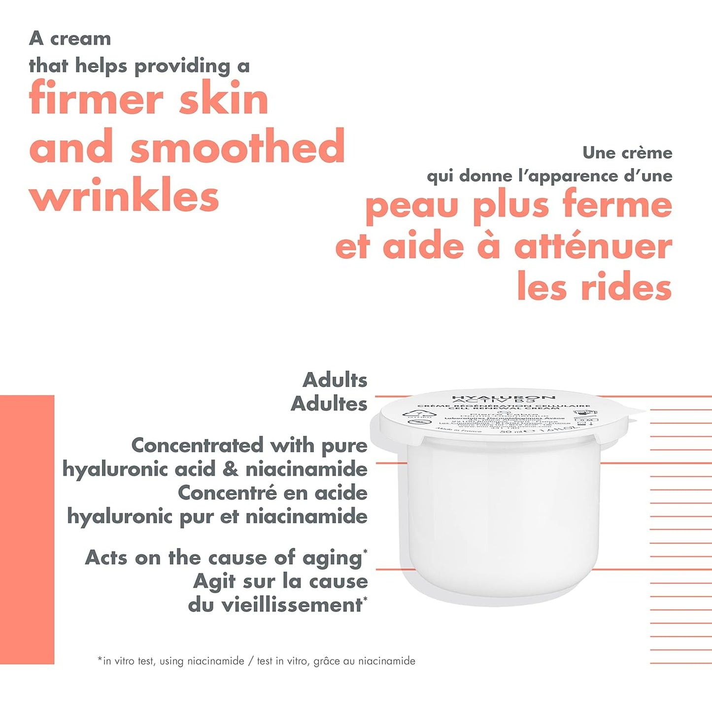 Eau Thermale Avène Hyaluron Activ B3 Renewal firming day cream Refill, for Aging Skin and wrinkles, Hyaluronic Acid and Niacinamide, 50ml